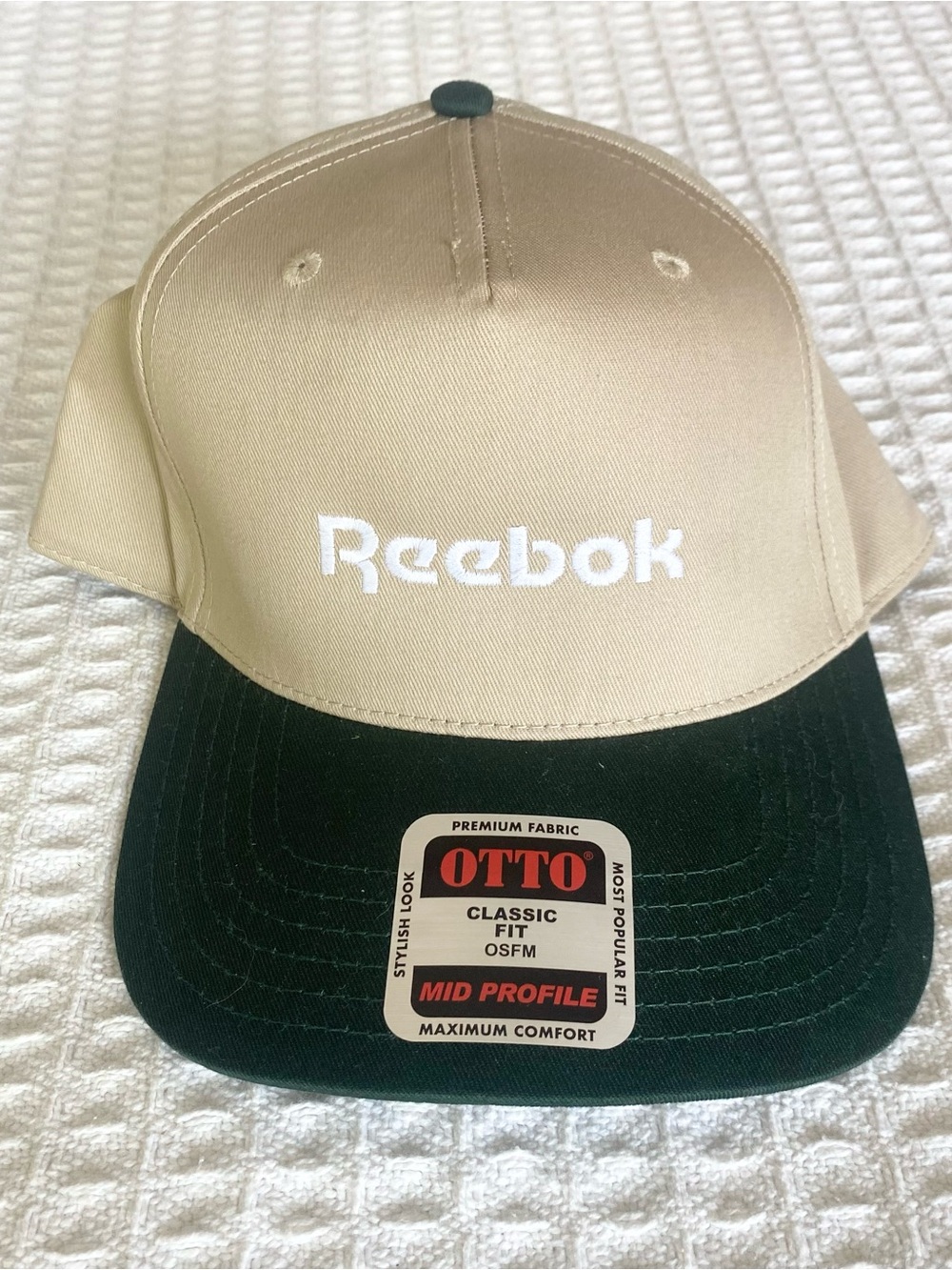 Reebok Dark Green and Beige Two-Tone Cap